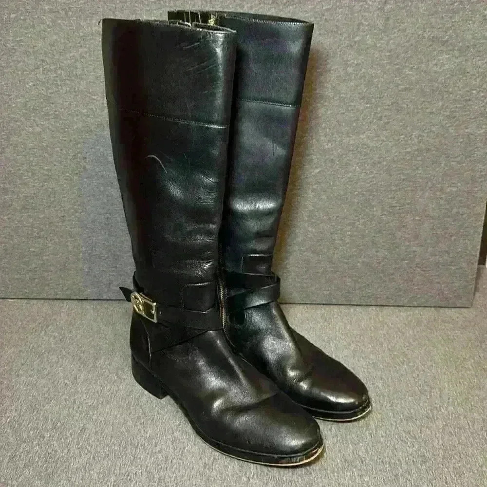 Michael Kors Women's Bryce Tall Boot Black Leather Zip Up Riding Boots Size 10. - Picture 2 of 14